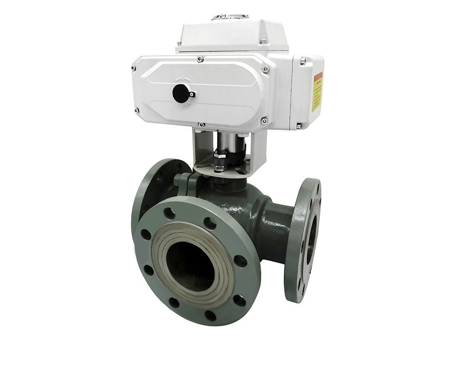Q944/5H-16P/R 电动法兰浮动球三通流道硬密封不锈钢(304、316)防爆球阀