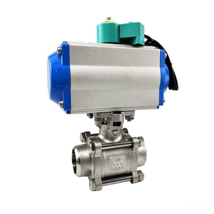 Q661F-16C 气动焊接浮动球直通流道软密封不锈钢(304、316)球阀