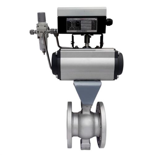 VQ671H-16C 气动对夹固定球直通流道硬密封不锈钢（304、316）V型球阀