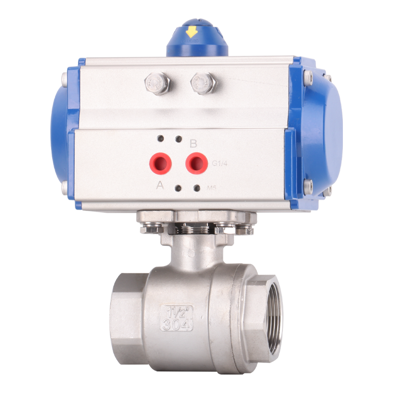 Q611F-16P/R 气动内螺纹浮动球直通流道软密封不锈钢(304、316)两片式球阀